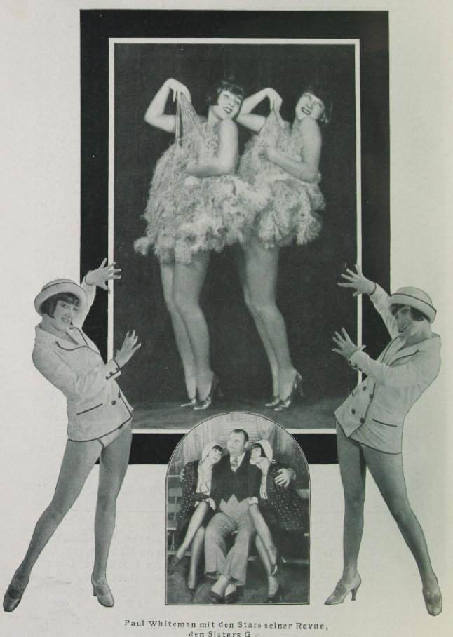 A page from 'Das Magazin', May 1930 showing the Sisters G in the 'King of Jazz Revue'